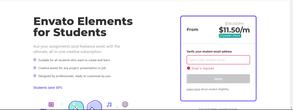 Envato Elements Unlimited Stock Videos, Music, Photos & Graphics students subscription plan